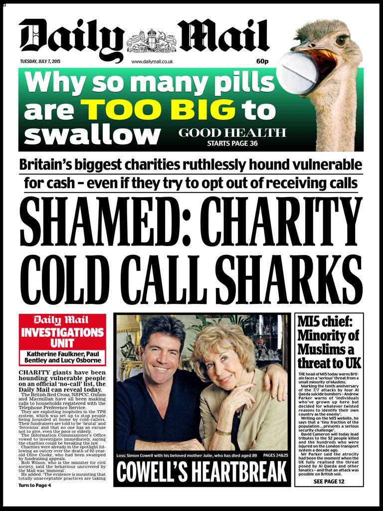 Daily Mail front page 