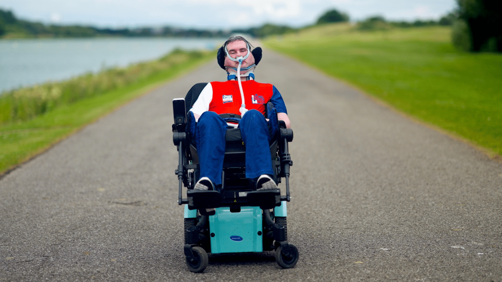 Image showing JustGiving Award winner Sam Perkins in his wheelchair, who completed the London Marathon in 2024.