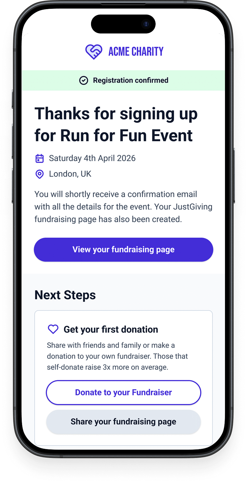 Showing a call to action to explore GivePanel Events.