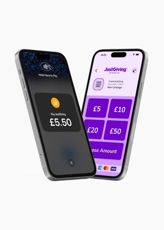 Contactless donation made through the Toucan JustGiving mobile app.